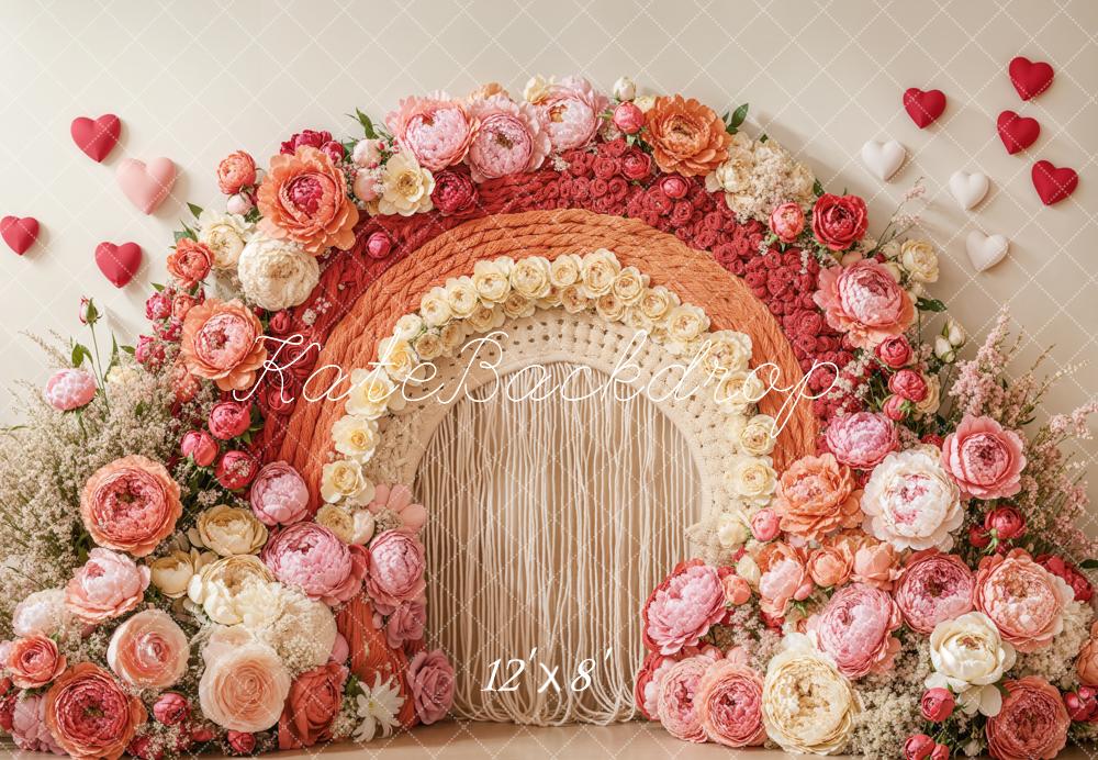 Bohemian Floral Arch Heart Pink Foto Achtergrond Designed by Emetselch