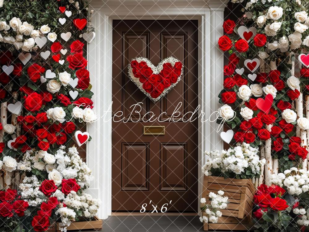 Kate Valentine Roses Heart Front Door Backdrop Designed by Mini MakeBelieve