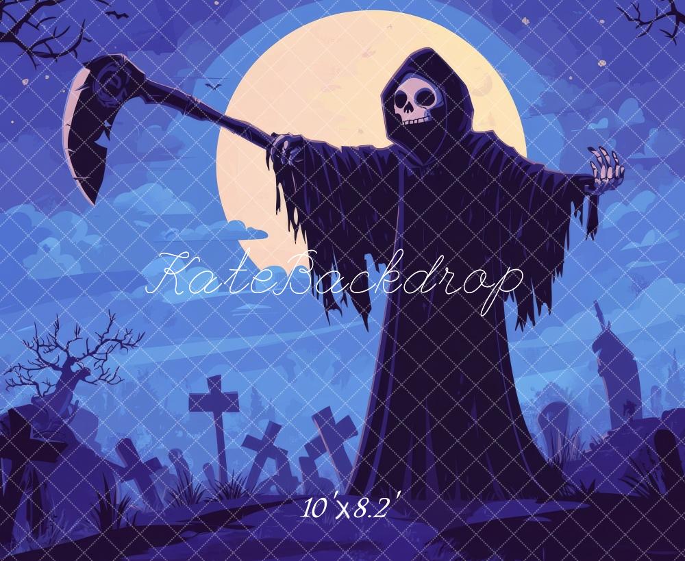 Fondo de Cementerio de Grim Reaper de Halloween diseñado por Lidia Redekopp