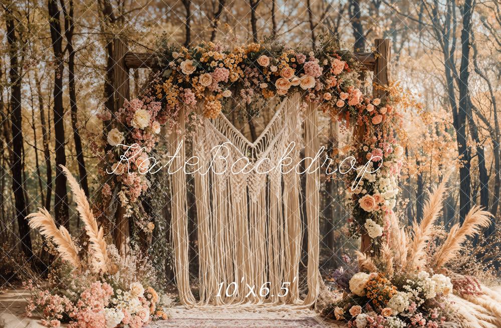 Kate Boho Macrame Flower Arch Forest Backdrop Designed by Emetselch