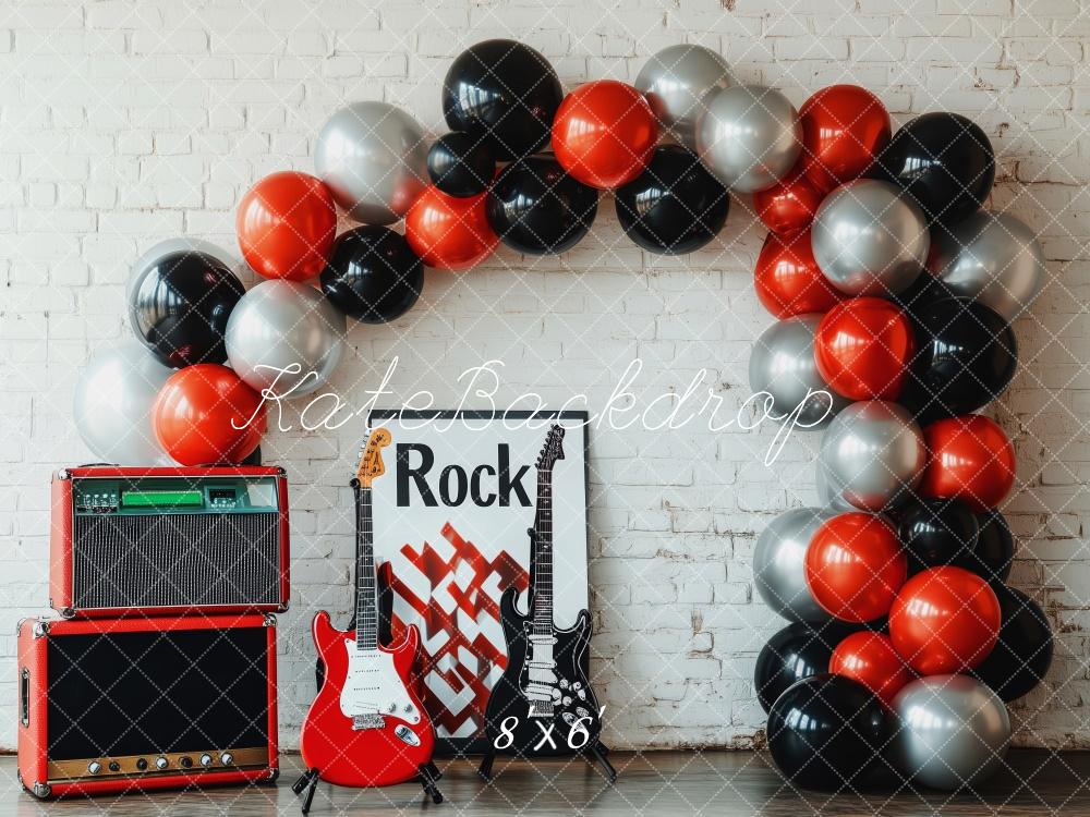 Kate Cake Smash Rock Music Balloon Arch Backdrop Designed by Patty Roberts