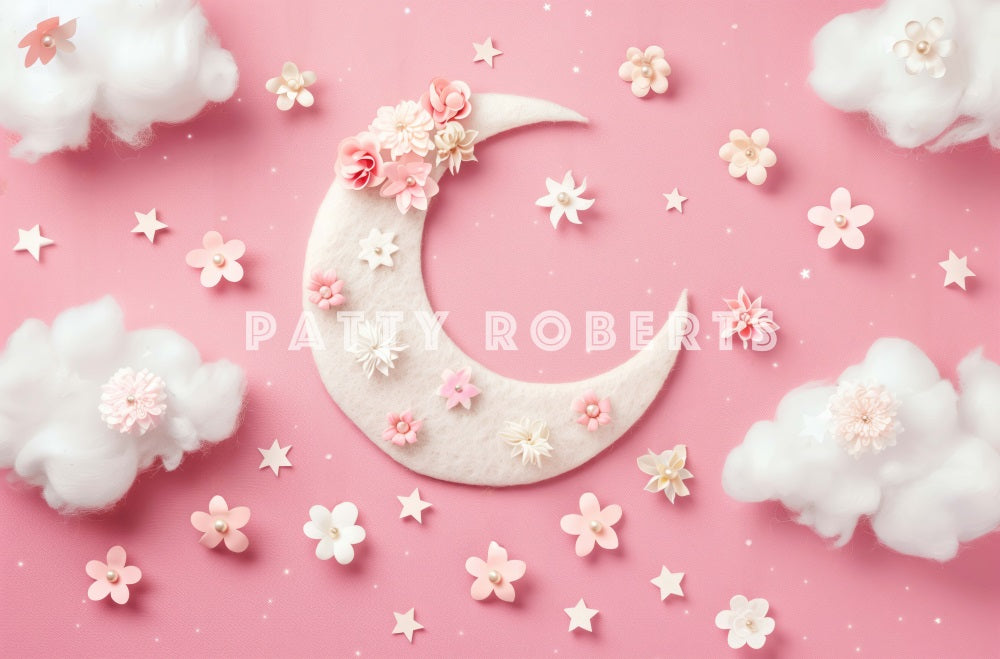 Cake Smash Pink Moon E Fiori Nuvole Sfondo Designed by Patty Robert