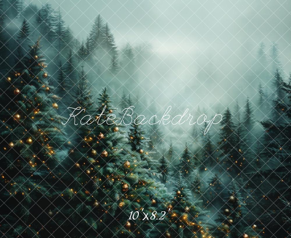 Kate Christmas Tree Forest Fog Backdrop Designed by Megan Leigh Photography