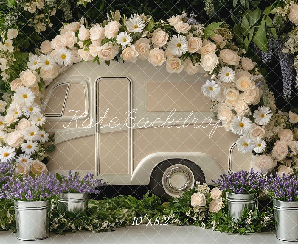 Kate Spring Floral Arch Caravan Backdrop Designed by Mini MakeBelieve