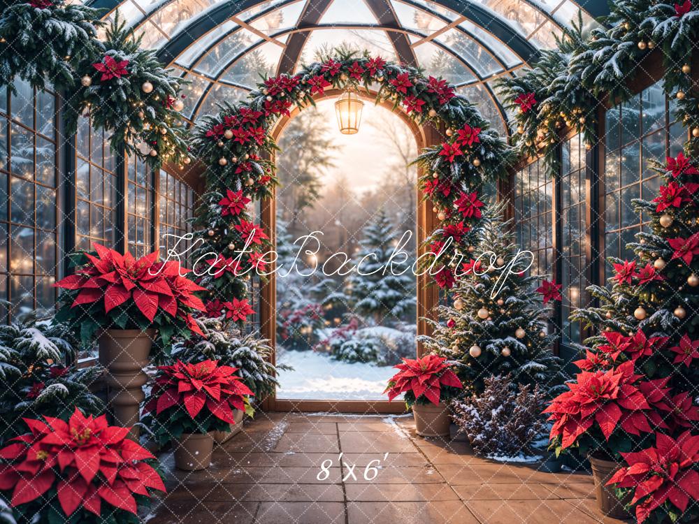 Fondo de Plantas de Invernadero de Vidrio Verde de Navidad Diseñado por Emetselch