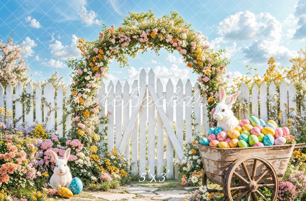 Kate Easter Bunny Flower Arch Fence Backdrop Designed by Emetselch