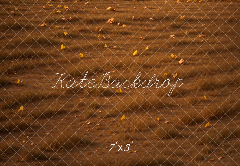 Kate Fall Leaves Grass Backdrop Designed by Emetselch