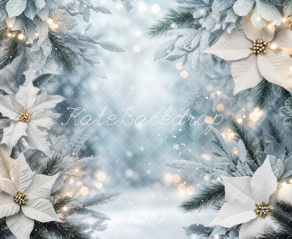 Fondo de Poinsettia Blanca de Invierno Diseñado por Emetselch