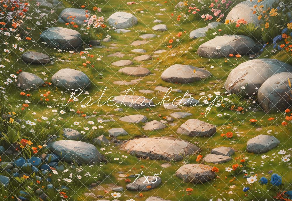 Kate Spring Floral Stone Pathway Floor Backdrop Designed by Kate Image