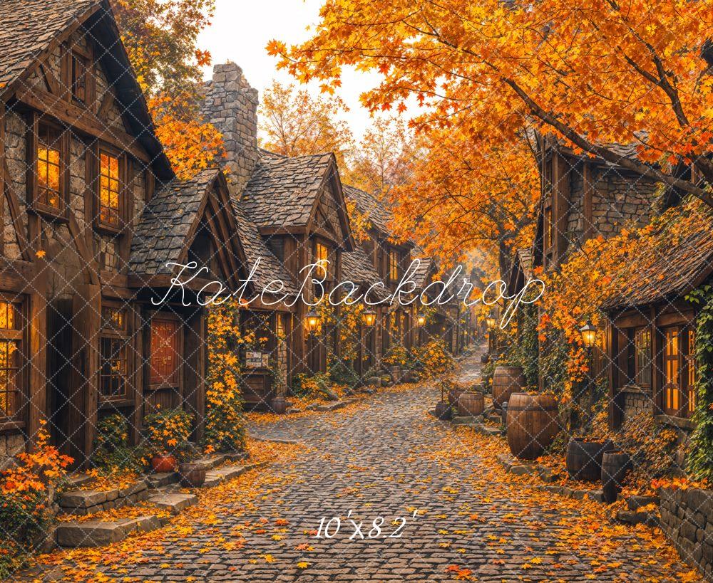 Kate Fall Village Street Maple Tree Backdrop Designed by Emetselch