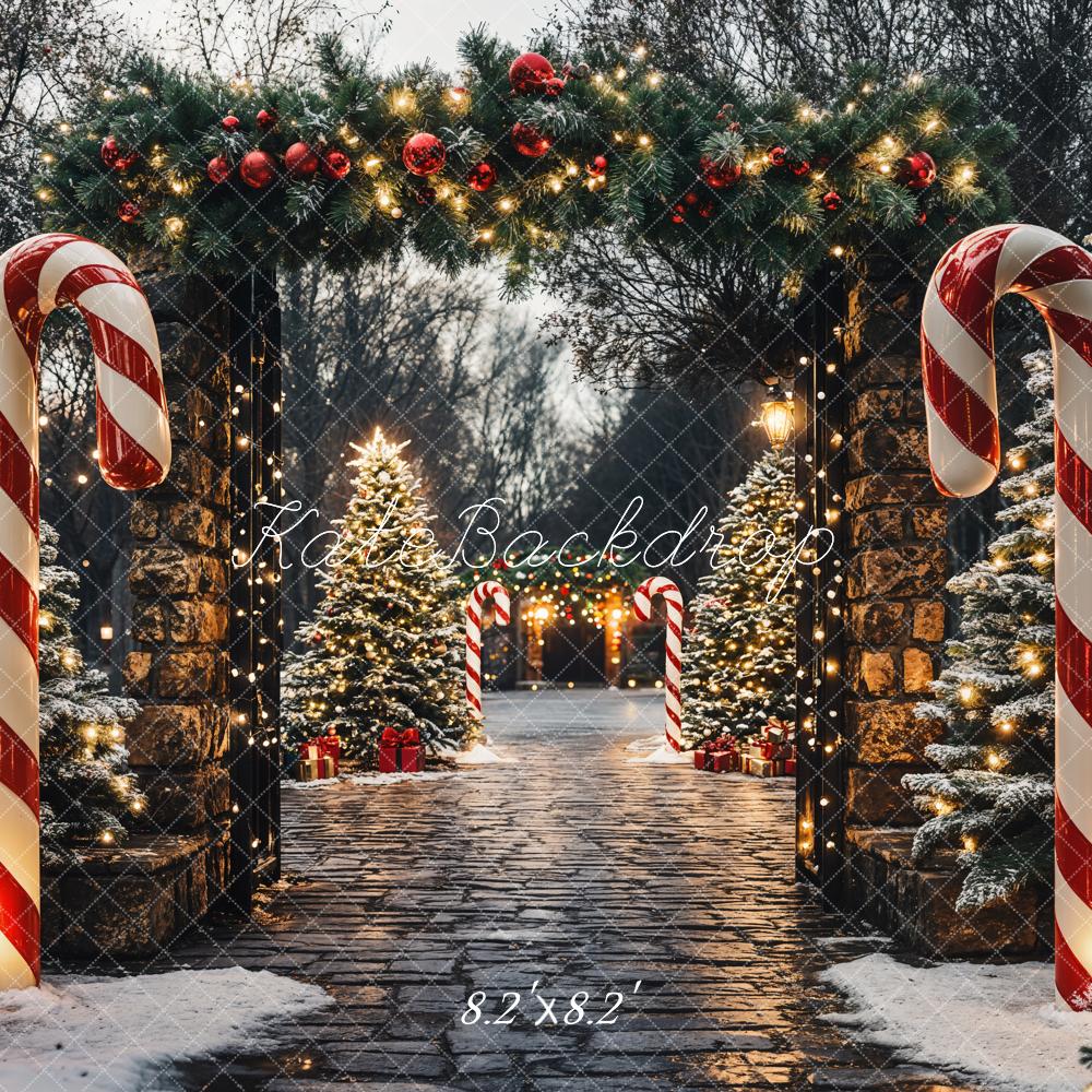 TEST Kate Christmas Tree Candy Cane Garden Backdrop Designed by Emetselch