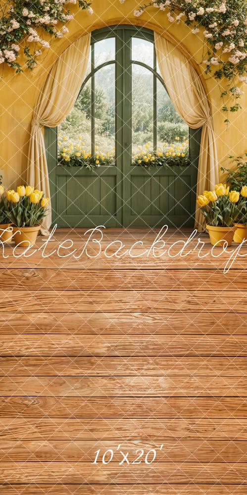 Kate Spring Floral Arch Door Yellow Backdrop Designed by Emetselch