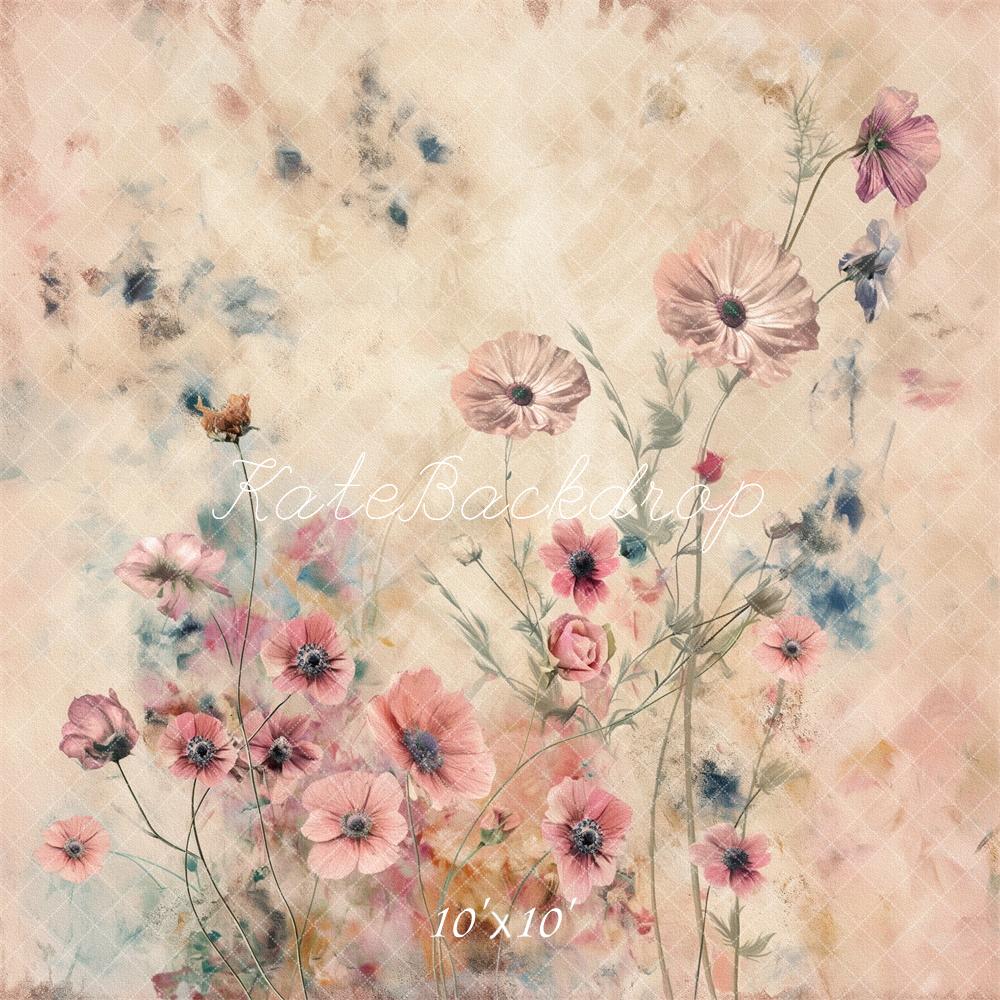 Fine Art Vintage Floral Watercolor Foto Achtergrond Designed by Kerry Anderson