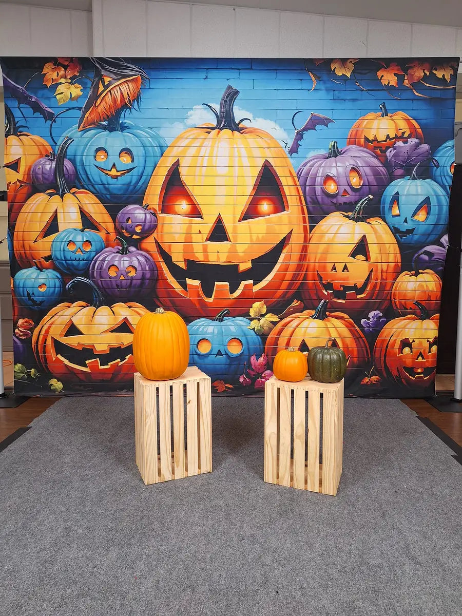 Kate Halloween Graffiti Wall Pumpkin Lanterns Backdrop Designed by Emetselch