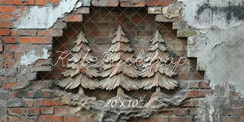 Kate Christmas Carved Trees in Brick Wall Backdrop Designed by Megan Leigh Photography