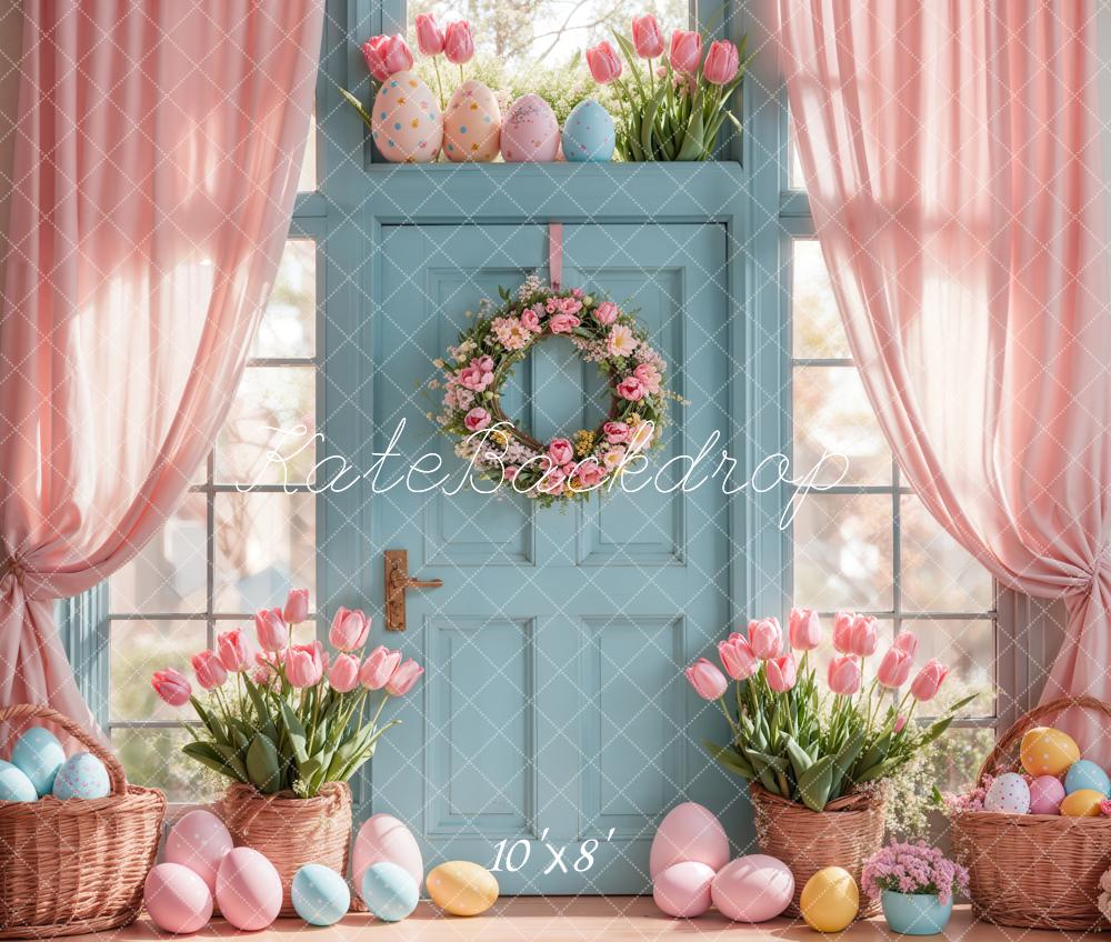 Kate Easter Tulips Eggs Door Pink Backdrop Designed by Emetselch