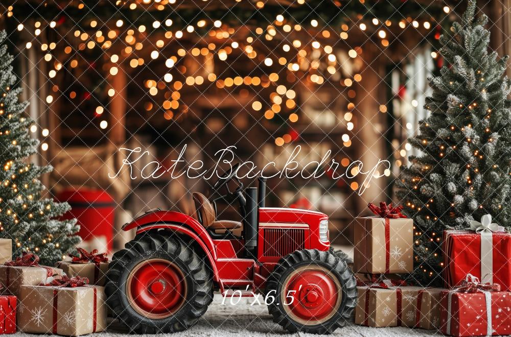 Kerst Tractor Gift Lights Foto Achtergrond Designed by Patty Roberts