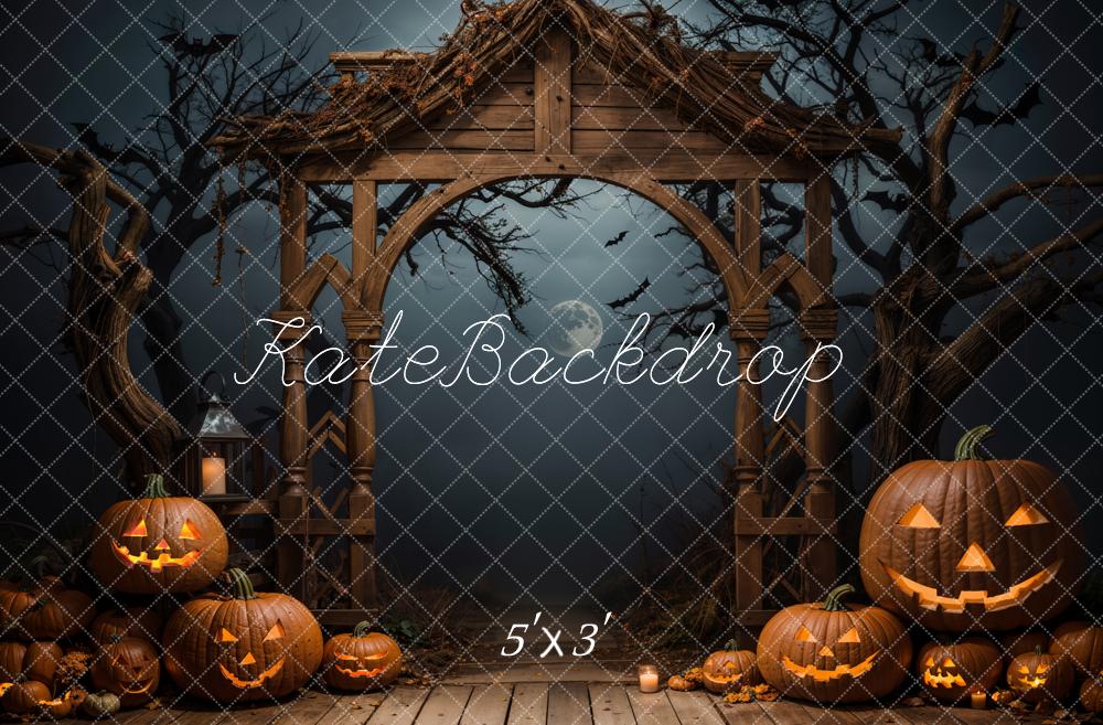 Kate Halloween Outdoor Dark Pumpkin Brown Arch Backdrop Designed by Emetselch