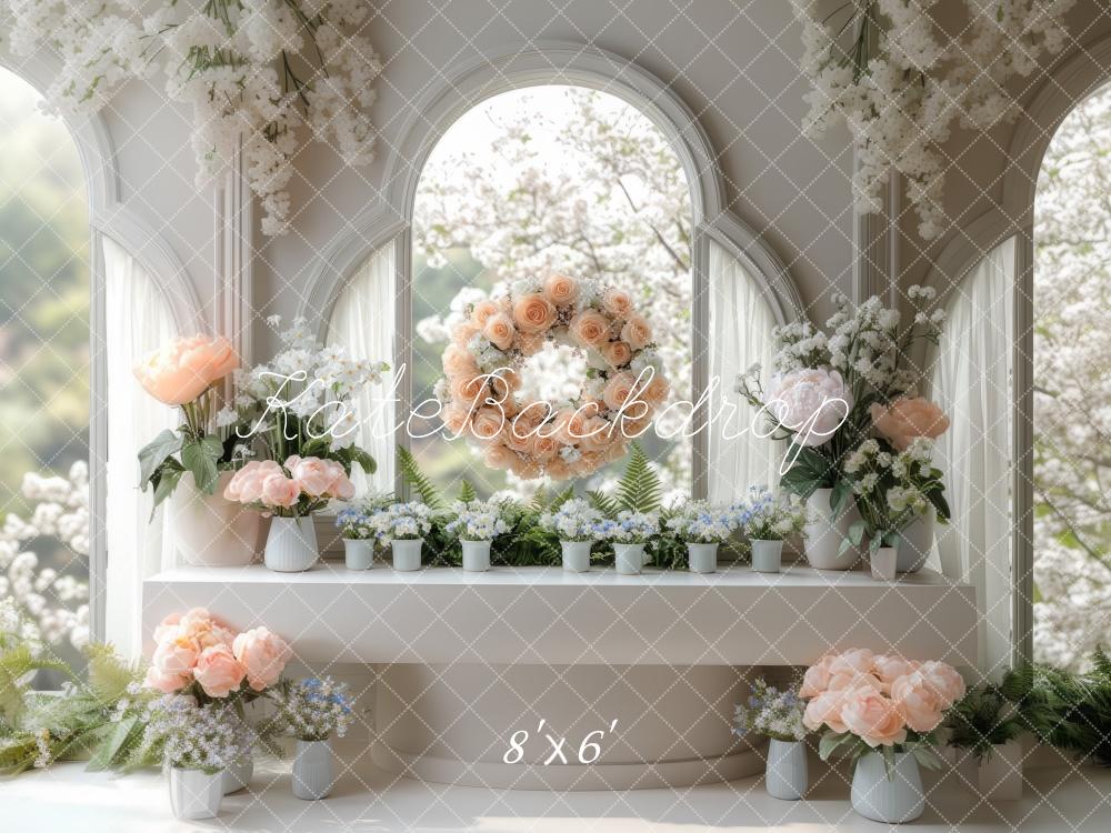 Kate Spring Floral Arch Window Backdrop Designed by Mini MakeBelieve