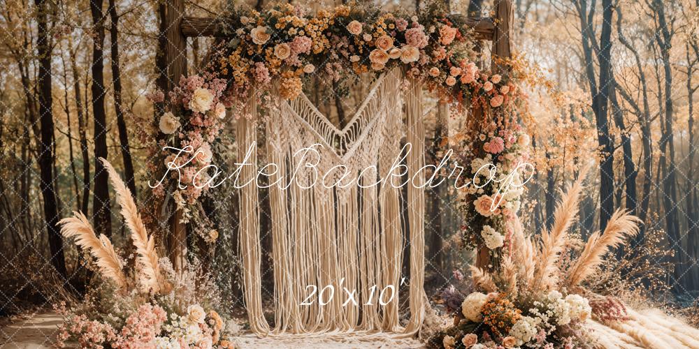 Kate Boho Macrame Flower Arch Forest Backdrop Designed by Emetselch