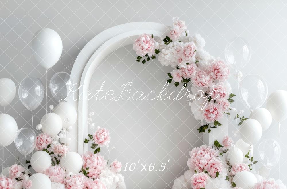 Kate Spring Flower Arch White Balloon Backdrop Designed by Emetselch