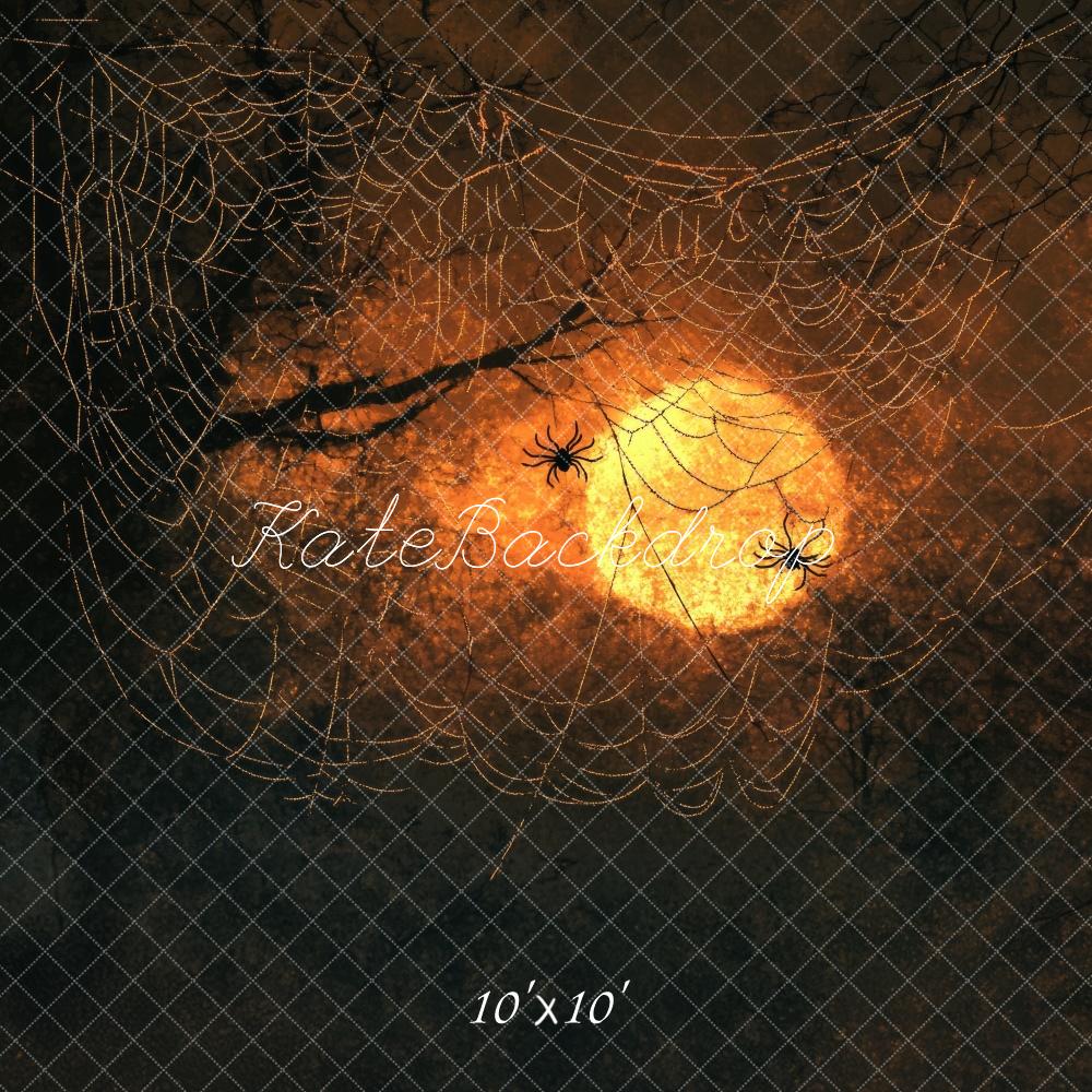 Kate Halloween Spider Web Moon Backdrop Designed by Lidia Redekopp