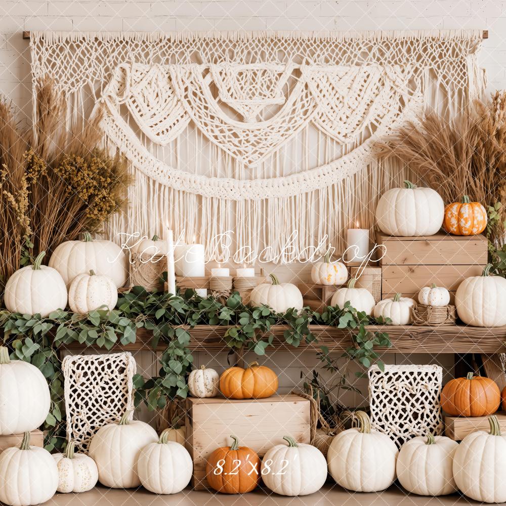 Fondo de Macramé de Calabaza Boho de Otoño Designed by Emetselch