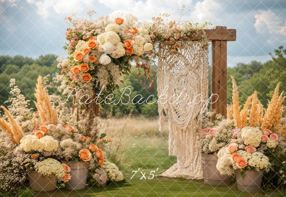 TEST Kate Boho Floral Macrame Wedding Outdoor Backdrop Designed by Emetselch