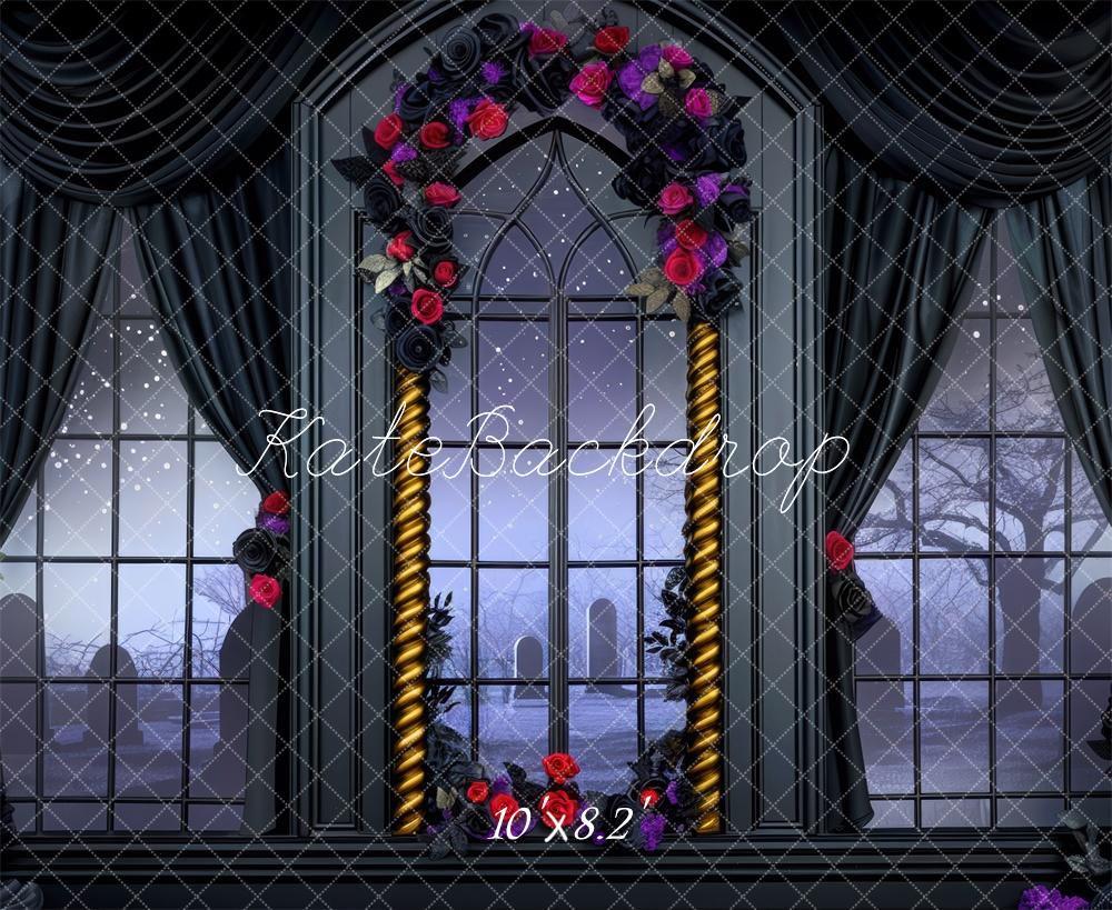 Kate Halloween Skeleton Room Arch Window Backdrop Designed by Mini MakeBelieve