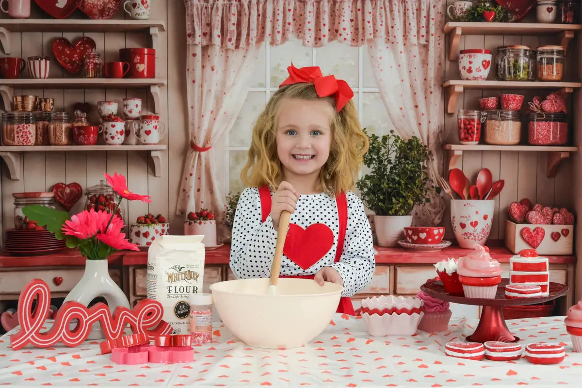 Kate Valentine's Day Kitchen Red Heart Plates Backdrop Designed by Emetselch