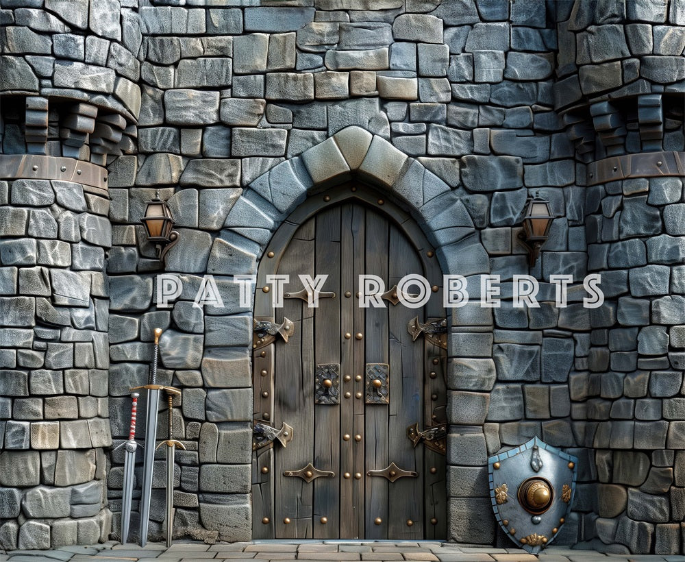 Kate Vintage Knight Gray Stone Castle Backdrop Designed by Patty Robert