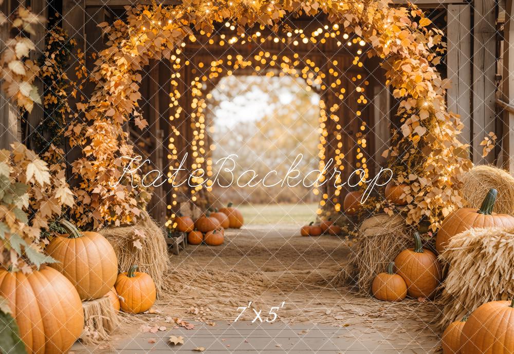 Fondo de granero de calabazas de arco de arce de otoño diseñado por Emetselch