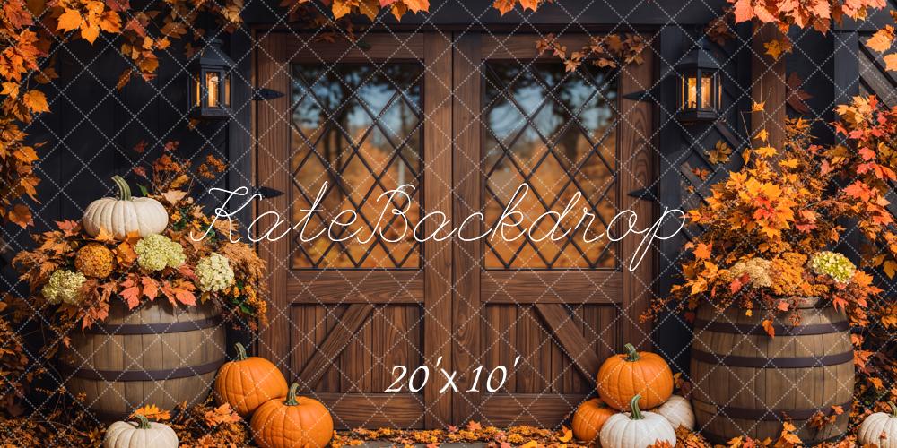 Kate Fall Pumpkins Wooden Door Backdrop Designed by Emetselch