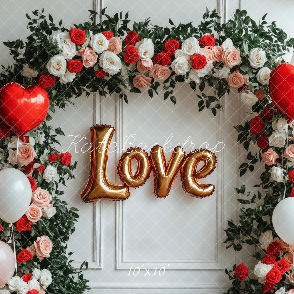 Kate Valentine's Day Love Balloon Flower Arch Backdrop Designed by Patty Roberts