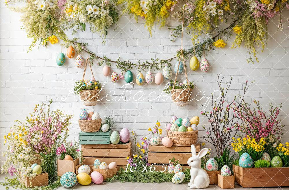 TEST Kate Easter Bunny Floral Egg Rustic Backdrop Designed by Emetselch