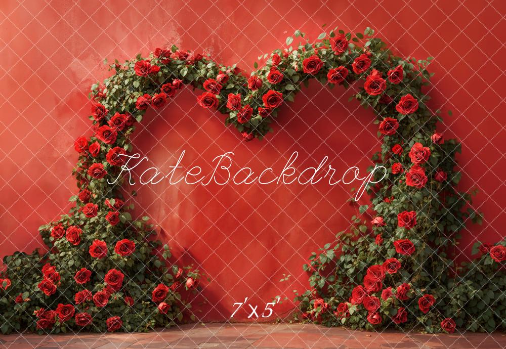 Kate Valentine Red Rose Heart Arch Backdrop Designed by Emetselch