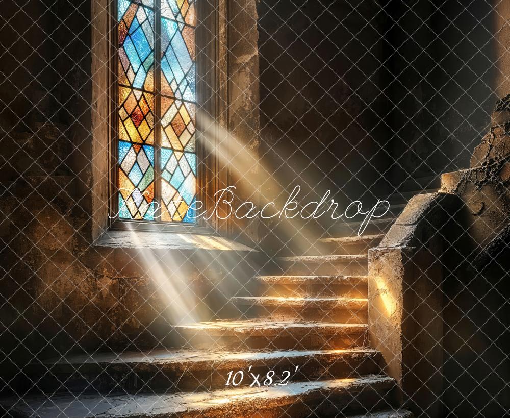 Kate Church Stained Glass Cascading Stairs Backdrop Designed by Emetselch