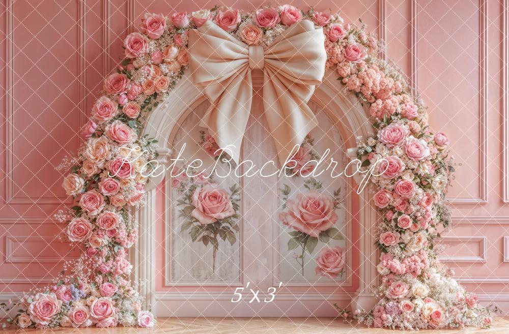 Kate Flower Arch Pink Rose Bow Backdrop Designed by Emetselch