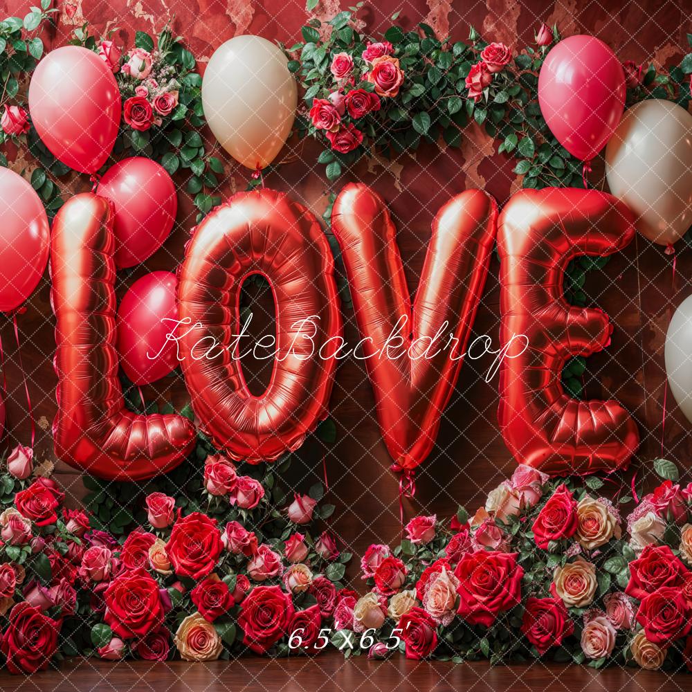 Lightning Deal #1 Kate Valentine's Day Love Balloon Roses Backdrop Designed by Emetselch