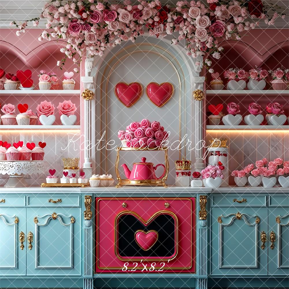 TEST Kate Valentine Kitchen Heart Cupcakes Backdrop Designed by Mini MakeBelieve