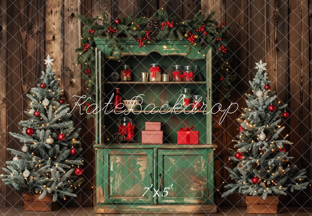 Kate Christmas Trees Green Cabinet Backdrop Designed by Patty Roberts