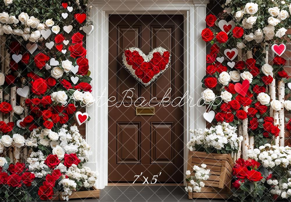 Kate Valentine Roses Heart Front Door Backdrop Designed by Mini MakeBelieve