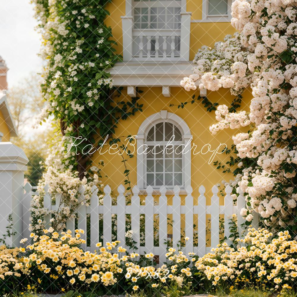 Kate Spring Floral Yellow Cottage Backdrop Designed by Emetselch