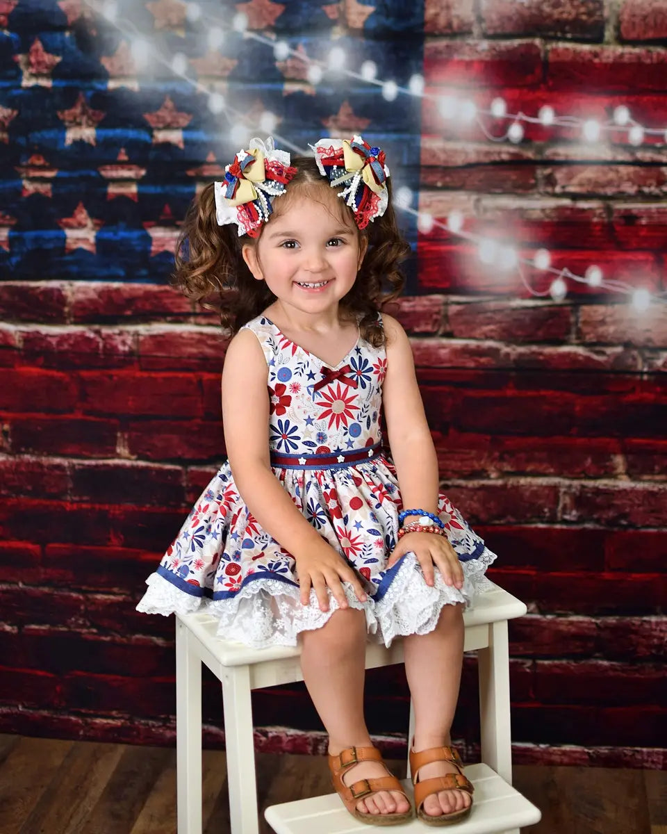 Kate Independence Day Backdrop Small Lamp Brick Wall for Photography