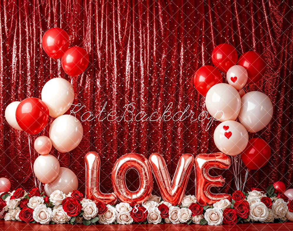 Kate Valentine's Day Love Balloon Curtain Backdrop Designed by Emetselch