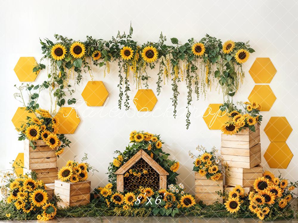 Kate Spring Sunflower Garden Honeycomb Backdrop Designed by Emetselch