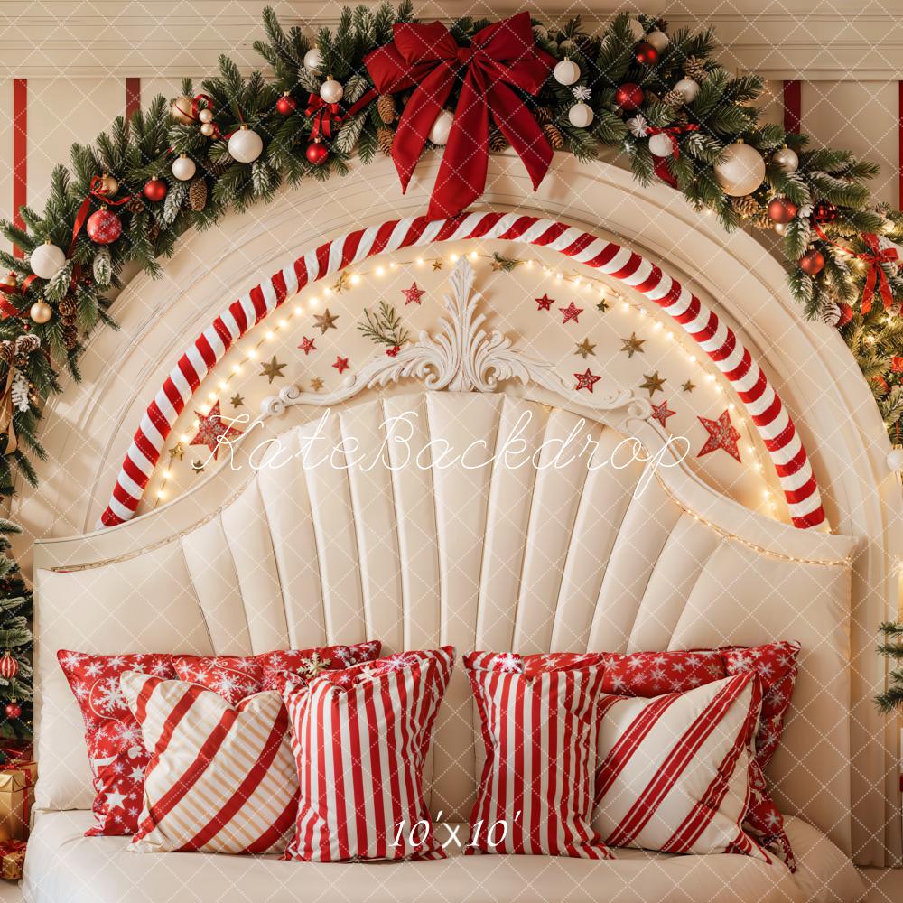 Kate Christmas Candy Cane Arch Headboard Upholstered Backdrop Designed by Emetselch