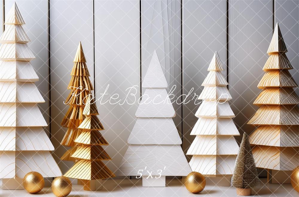 Kate Wooden Christmas Trees Gray Wall Backdrop Designed by Megan Leigh Photography