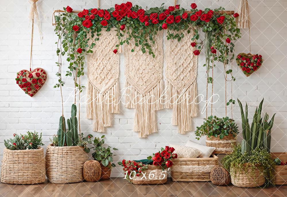 Kate Valentine Boho Floral Macrame Cactus Backdrop Designed by Emetselch