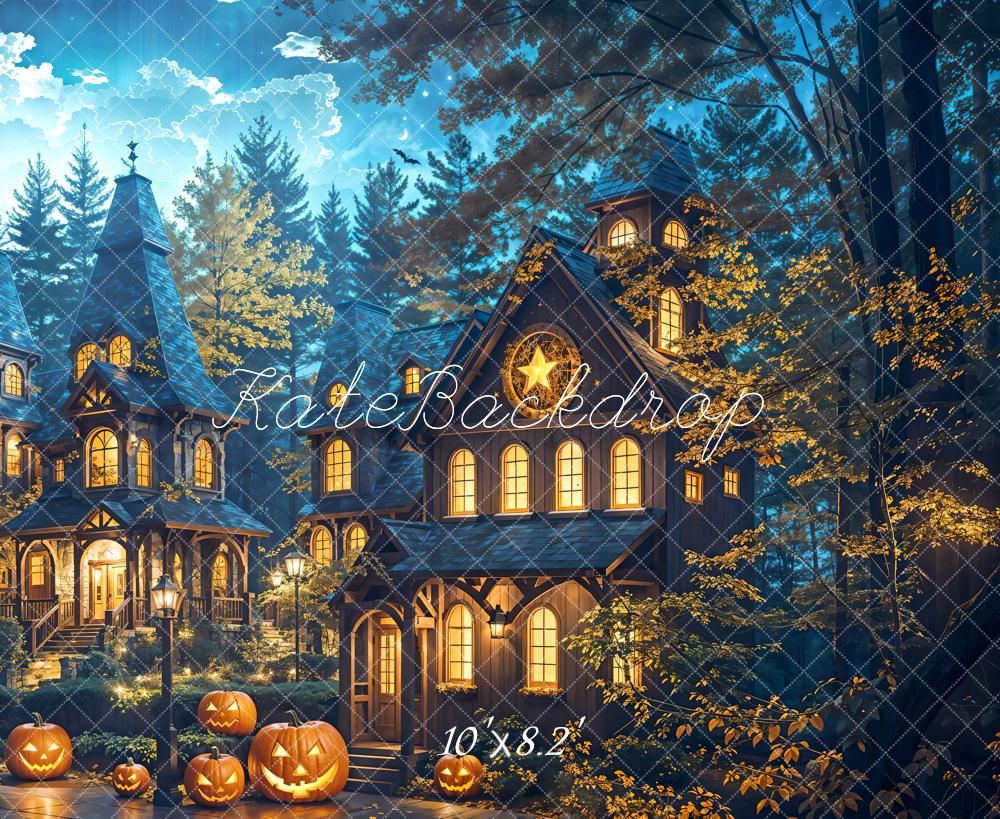 Kate Halloween Pumpkin Forest House Backdrop Designed by Emetselch